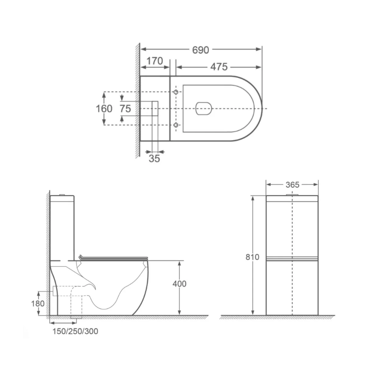 Vasile V598 Tornado Flush Toilet Bowl - view 2